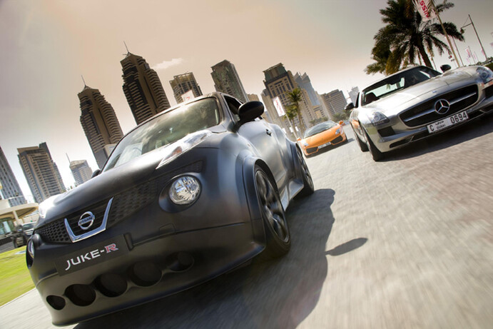 The Juke-R is fast enough to outsprint a Mercedes-Benz SLS AMG.