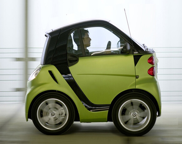 This Smart Car has been flipped and squished.