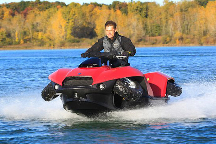 The Quadski can travel at 45mph on land and water.
