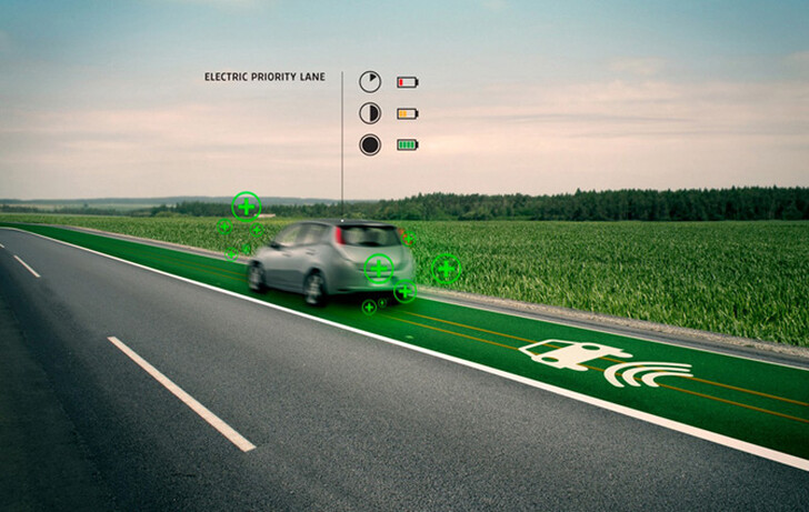 Road markings may be set for a huge upgrade. This particular type would designate electric vehicle lanes that offer inductive charging.