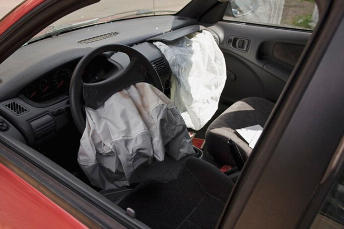 The first time you realise your airbag is fake might be when it hurts into flames. In your face.