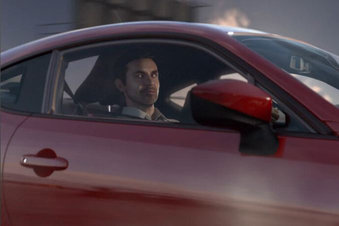 Is this virtual man encouraging dangerous driving? The answer is no by the way.