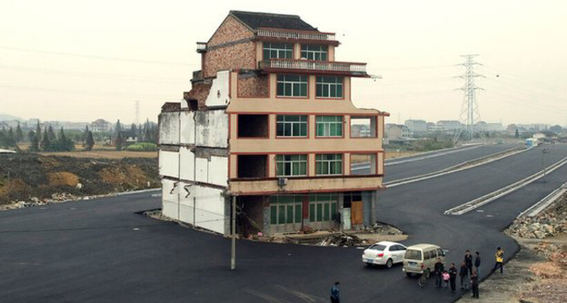 A Chinese duck farmer refused to move when the government wanted to build a motorway through his town.