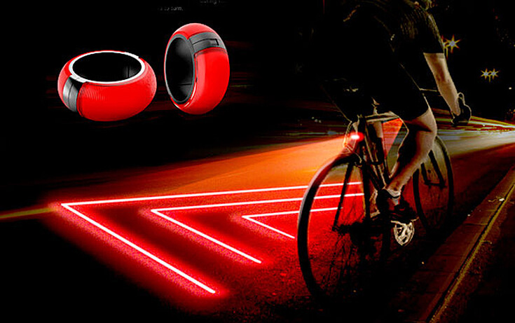 Bike Zone projects high visibility laser light onto the ground, making you more visible to other motorists.