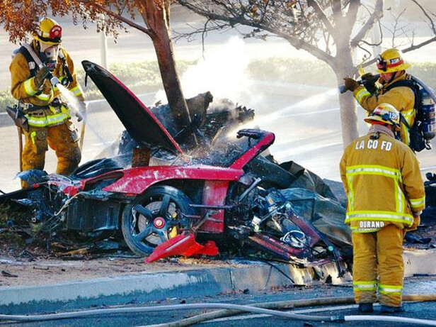 The Porsche Carrera GT hit three trees before bursting into flames.