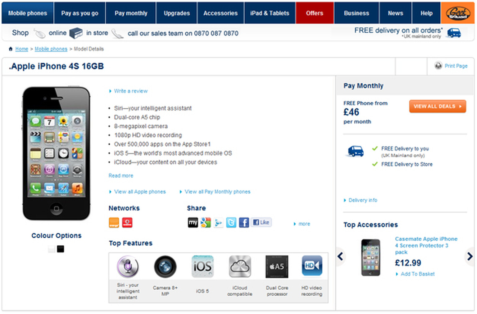 iPhone 4S pre-order pages appear on Carphone Warehouse