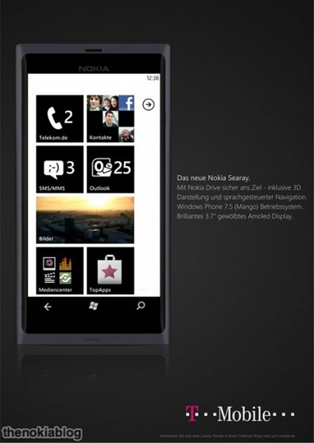 Nokia Sea Ray image leaked on German T-Mobile ad. Surprisingly looks a lot like the Nokia N9