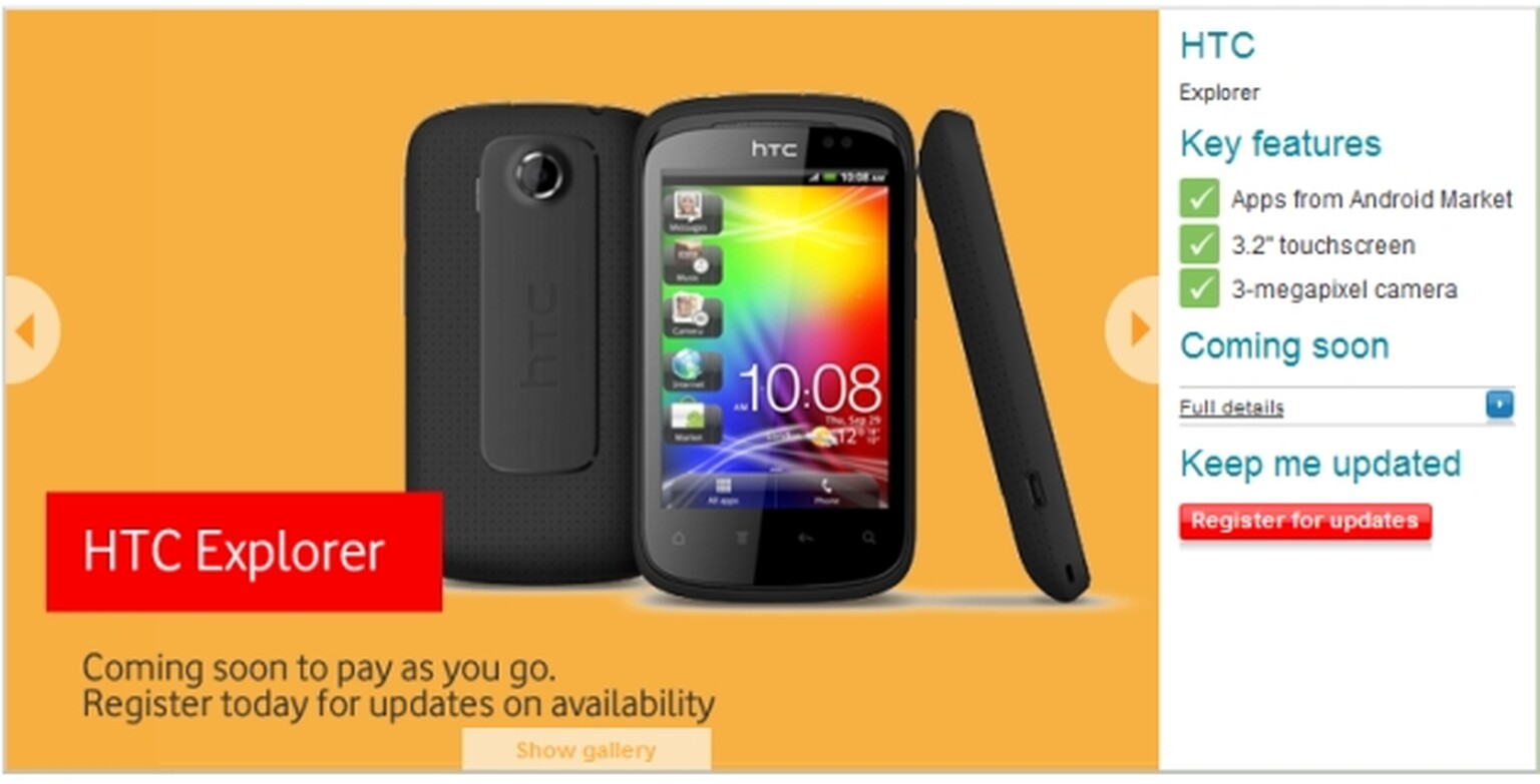 HTC Explorer coming soon to Vodafone