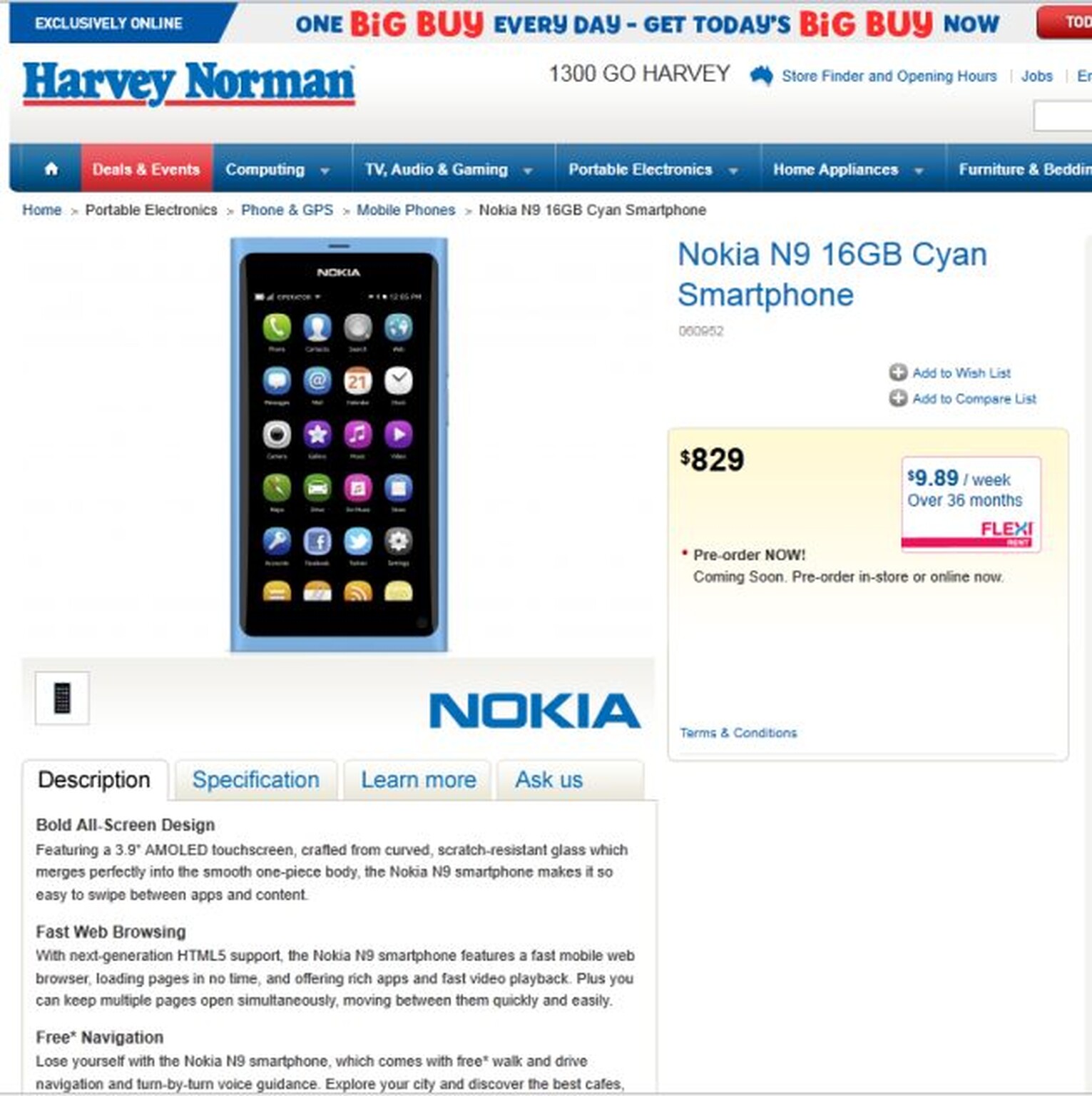 Nokia N9 on pre-order in Australia