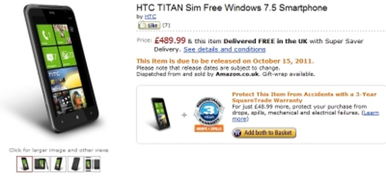 HTC Titan and HTC Radar appear for pre-order with price and release date
