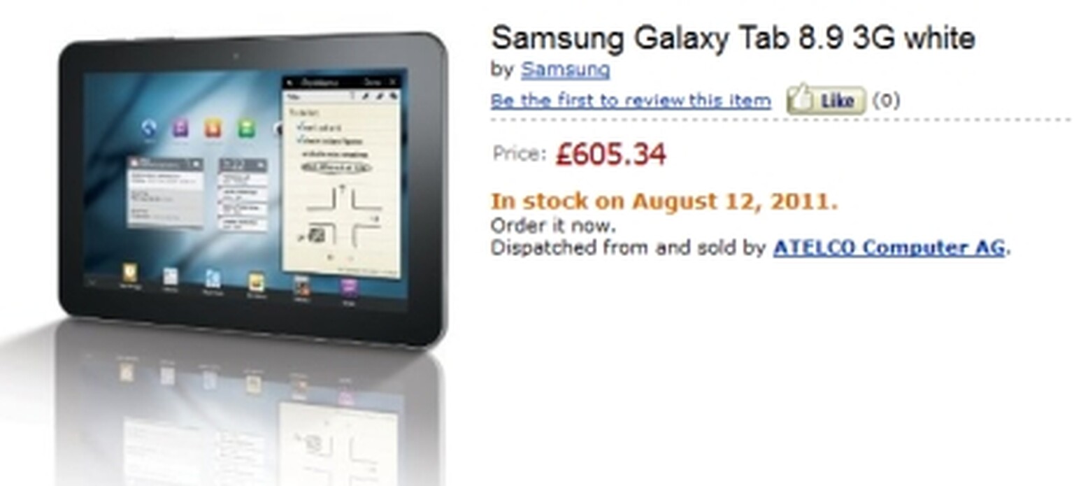 Samsung Galaxy Tab 8.9: Pre-order page goes live