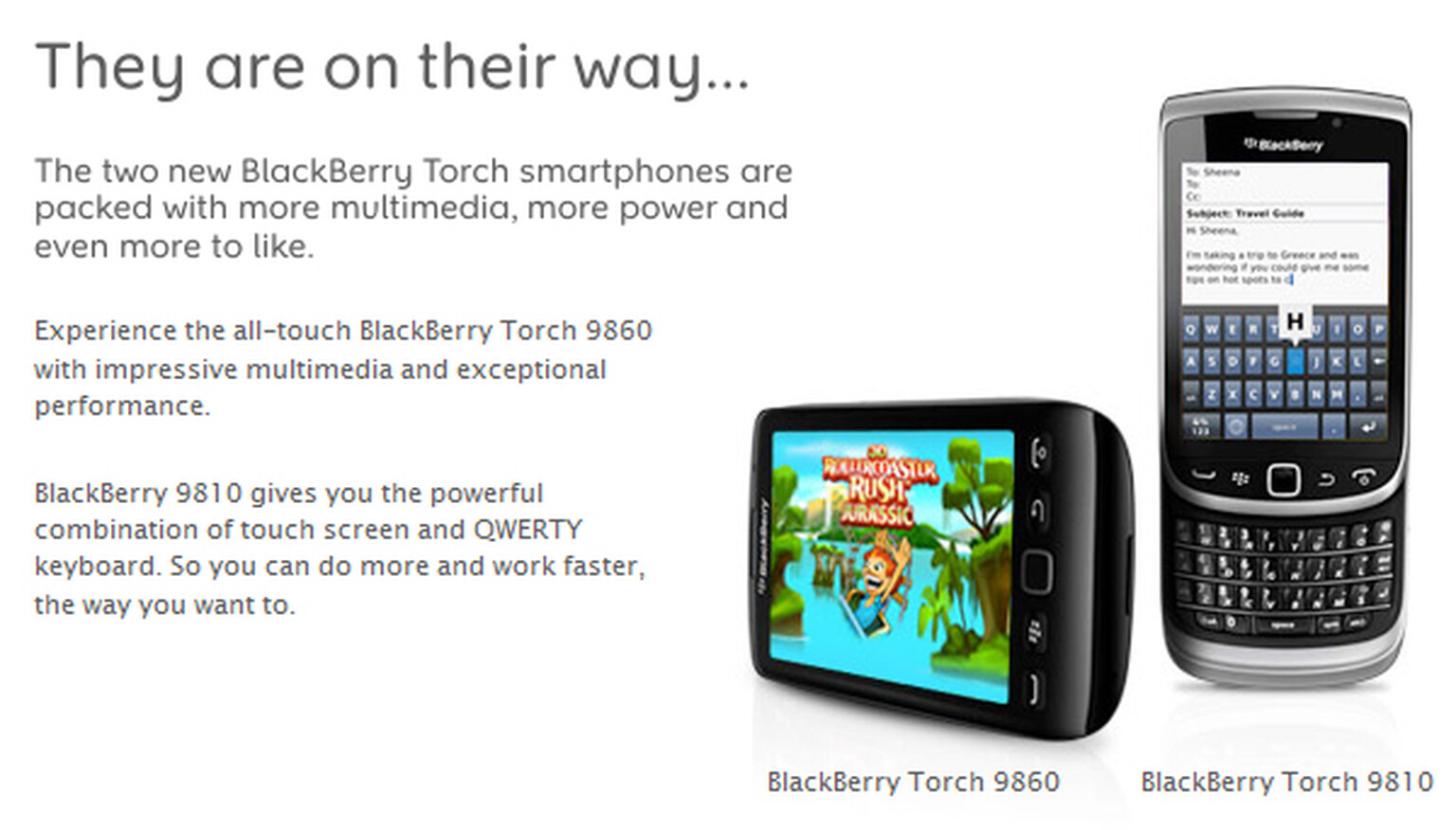 Three, Vodafone and Virgin Media to sell BlackBerry Torch 9810, Vodafone to sell Torch 9860