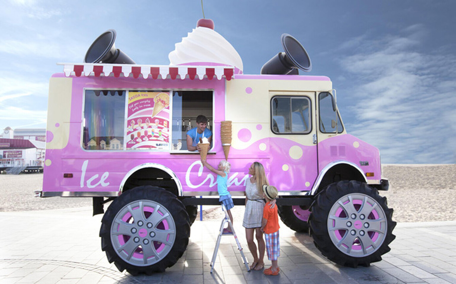 Skoda builds giant monster truck ice cream van to celebrate Octavia vRS