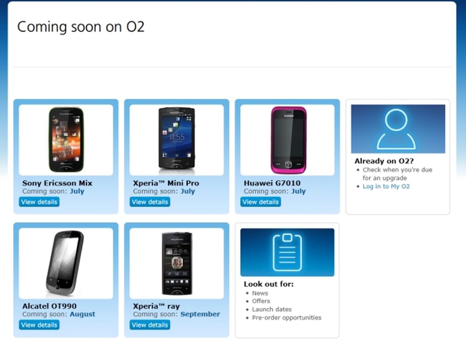 Sony Ericsson Xperia Ray launching in September on O2