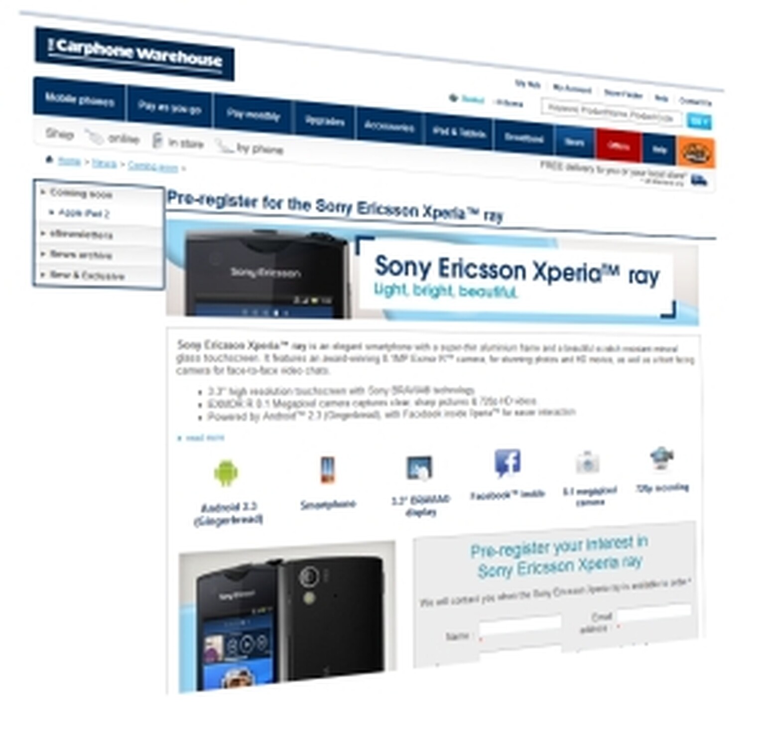 Xperia Ray set for August release date in UK