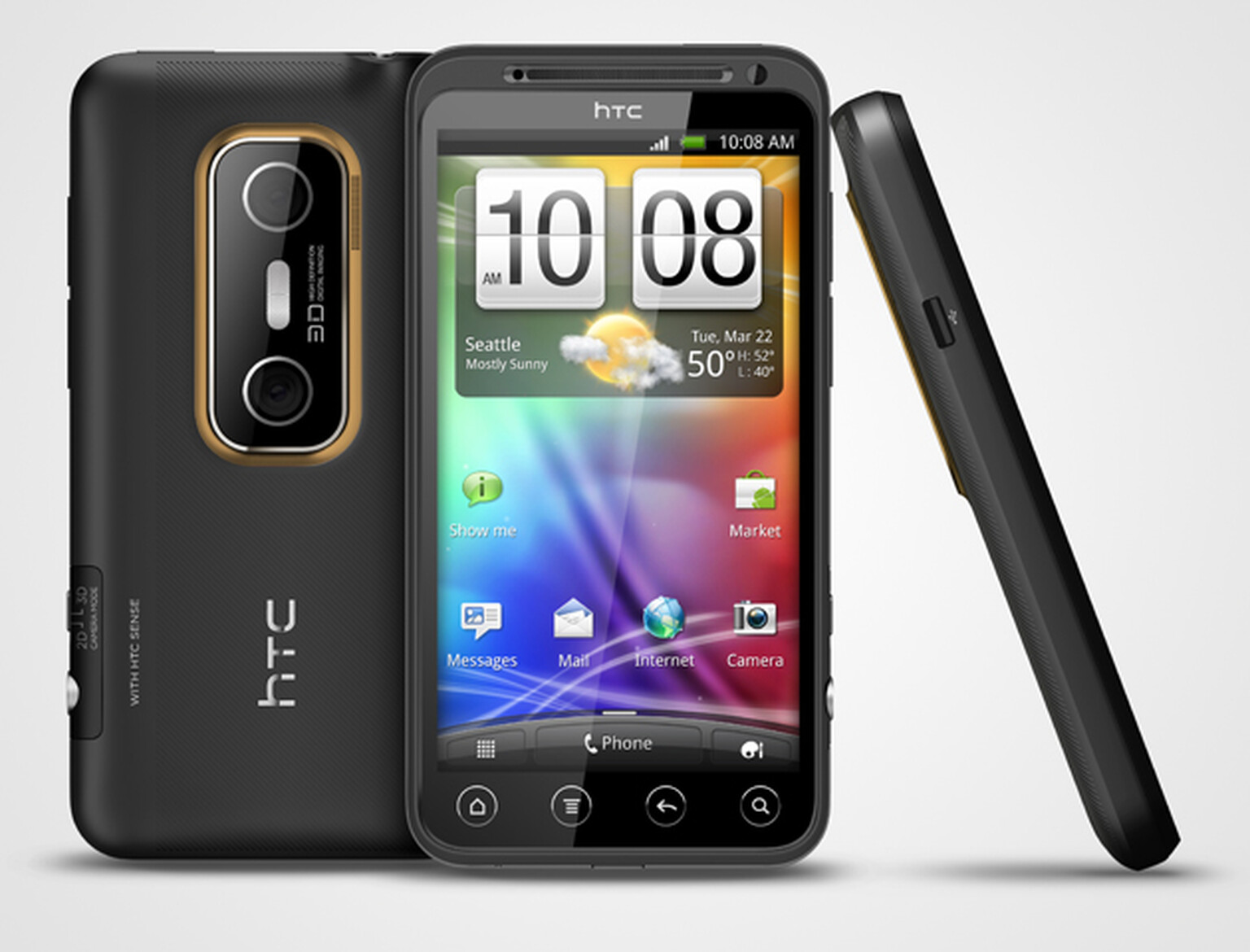 HTC Evo 3D: 3D pictures and recording, 4.3-inch screen, 5-megapixel cameras, 1.2GHz dual-core, out in August