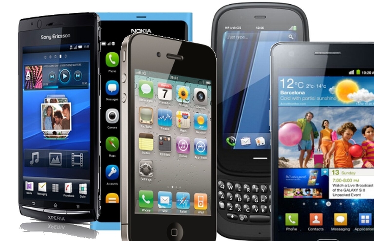 Nokia N9 Vs Samsung Galaxy SII Vs Sony Ericsson Xperia Arc Vs Apple iPhone 4 Vs HP Pre 3