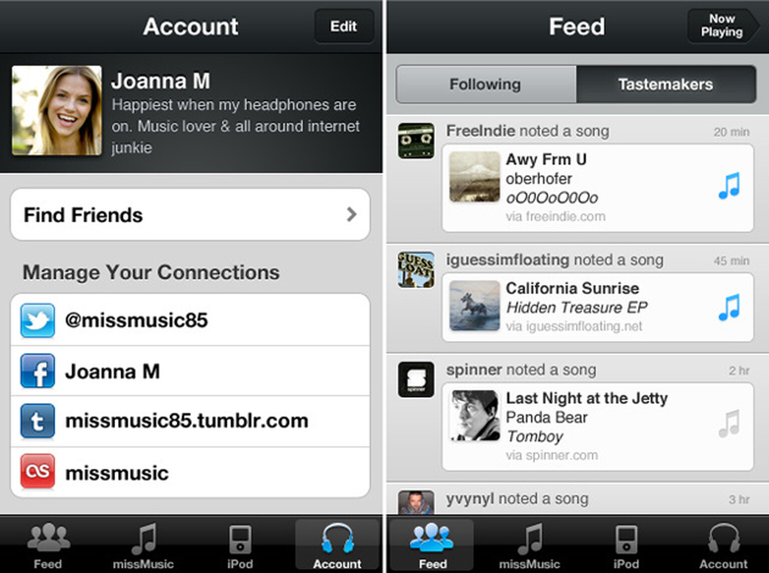 Exfm music discovery app for iPhone: Find, share and buy music on the go