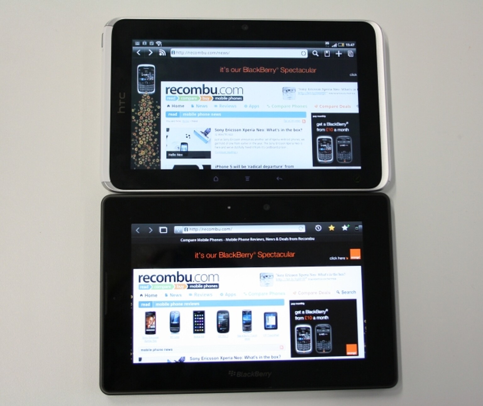 HTC Flyer Vs Blackberry Playbook