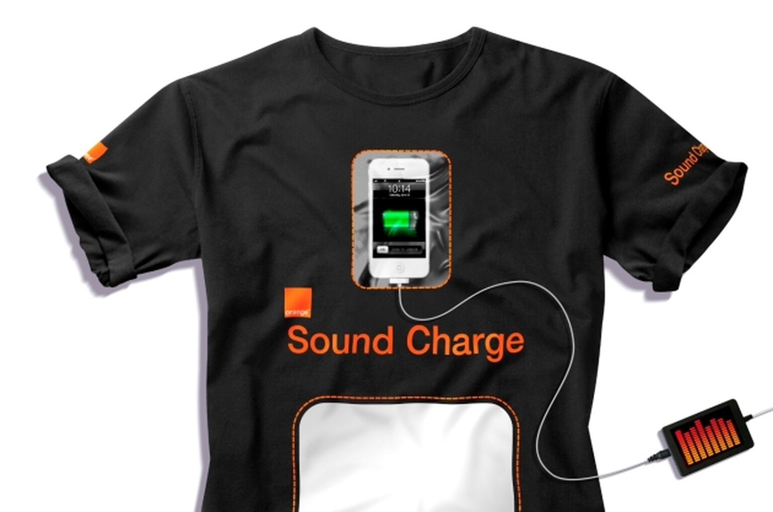 Orange Sound Charge t-shirt: Charge your phone with festival sound