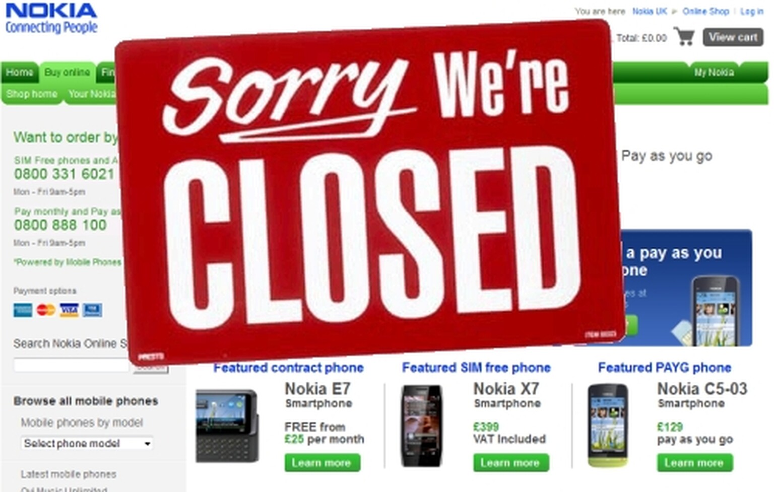 Nokia to close UK online store