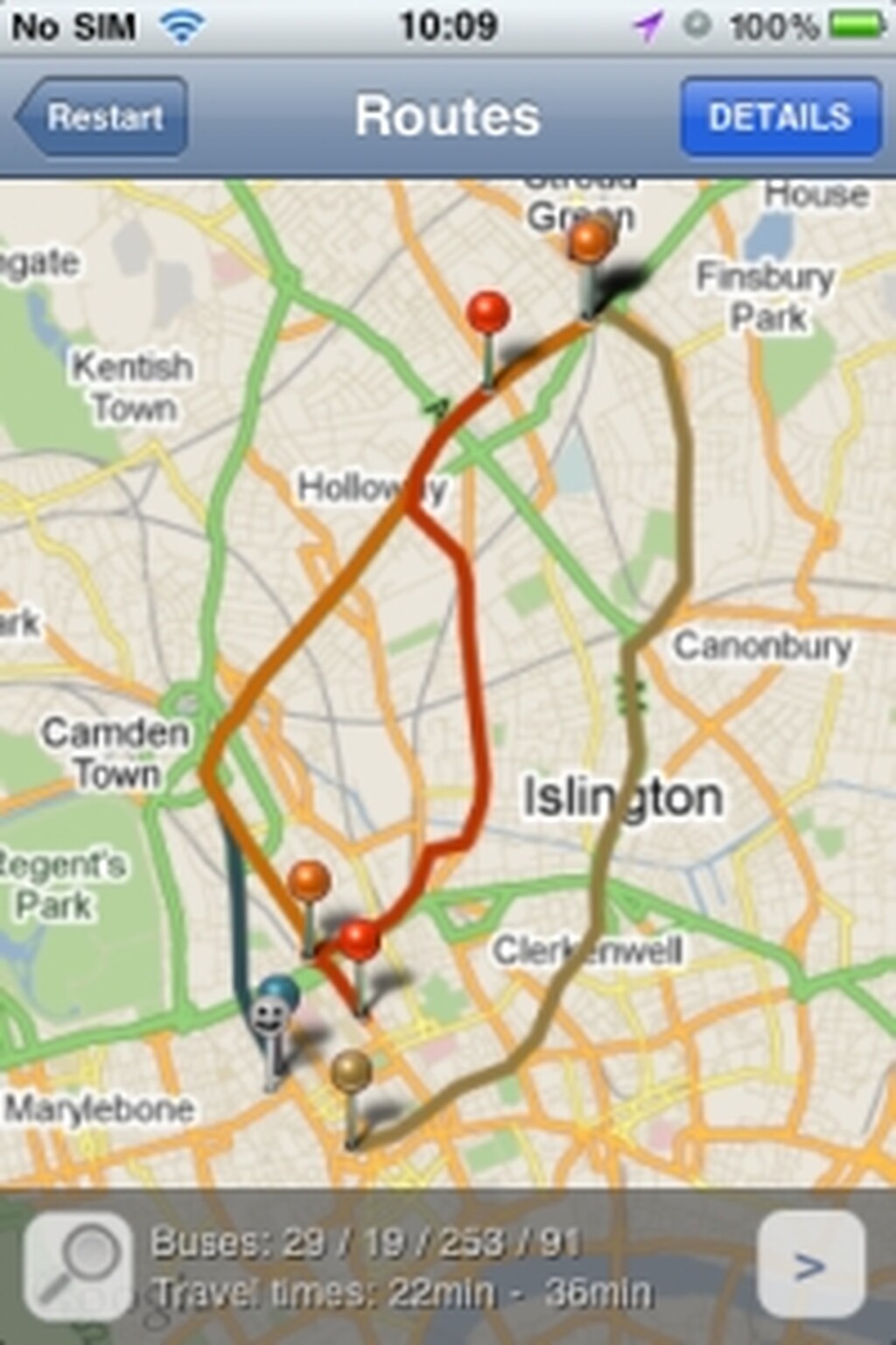 Navigate London buses with the Busmapper app on the iPhone