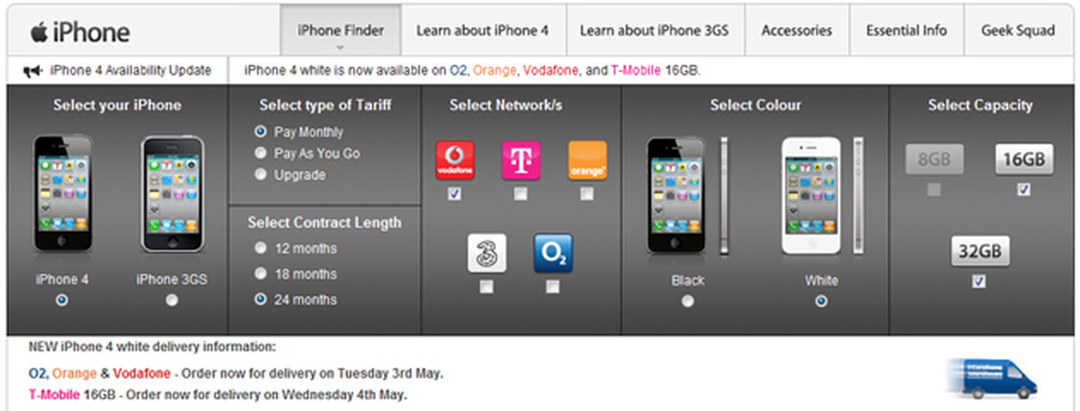 White iPhone 4 available now at Carphone Warehouse site, in stores tomorrow