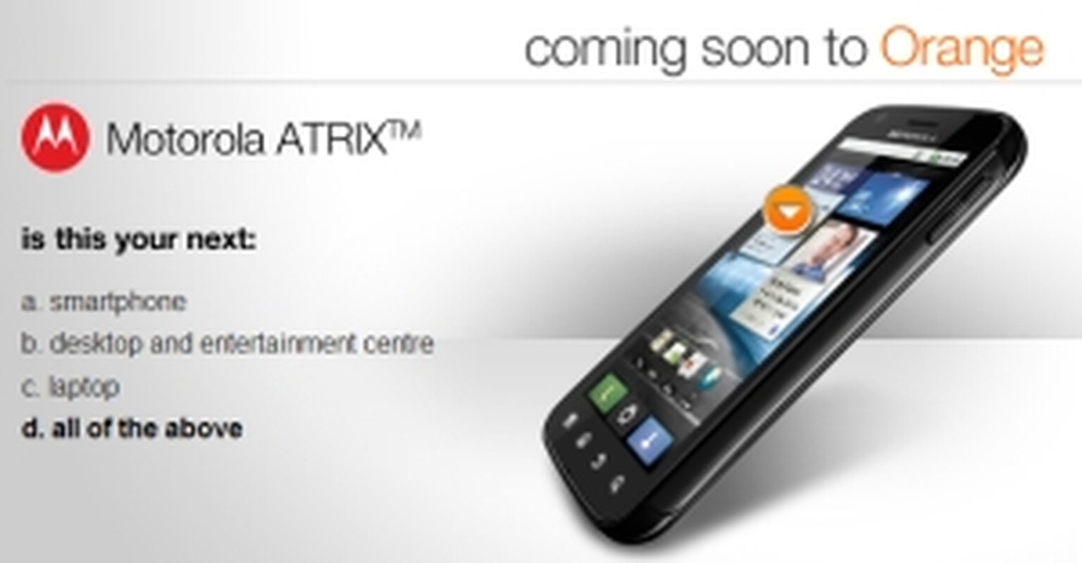 Motorola Atrix: Early May release date, laptop dock priced