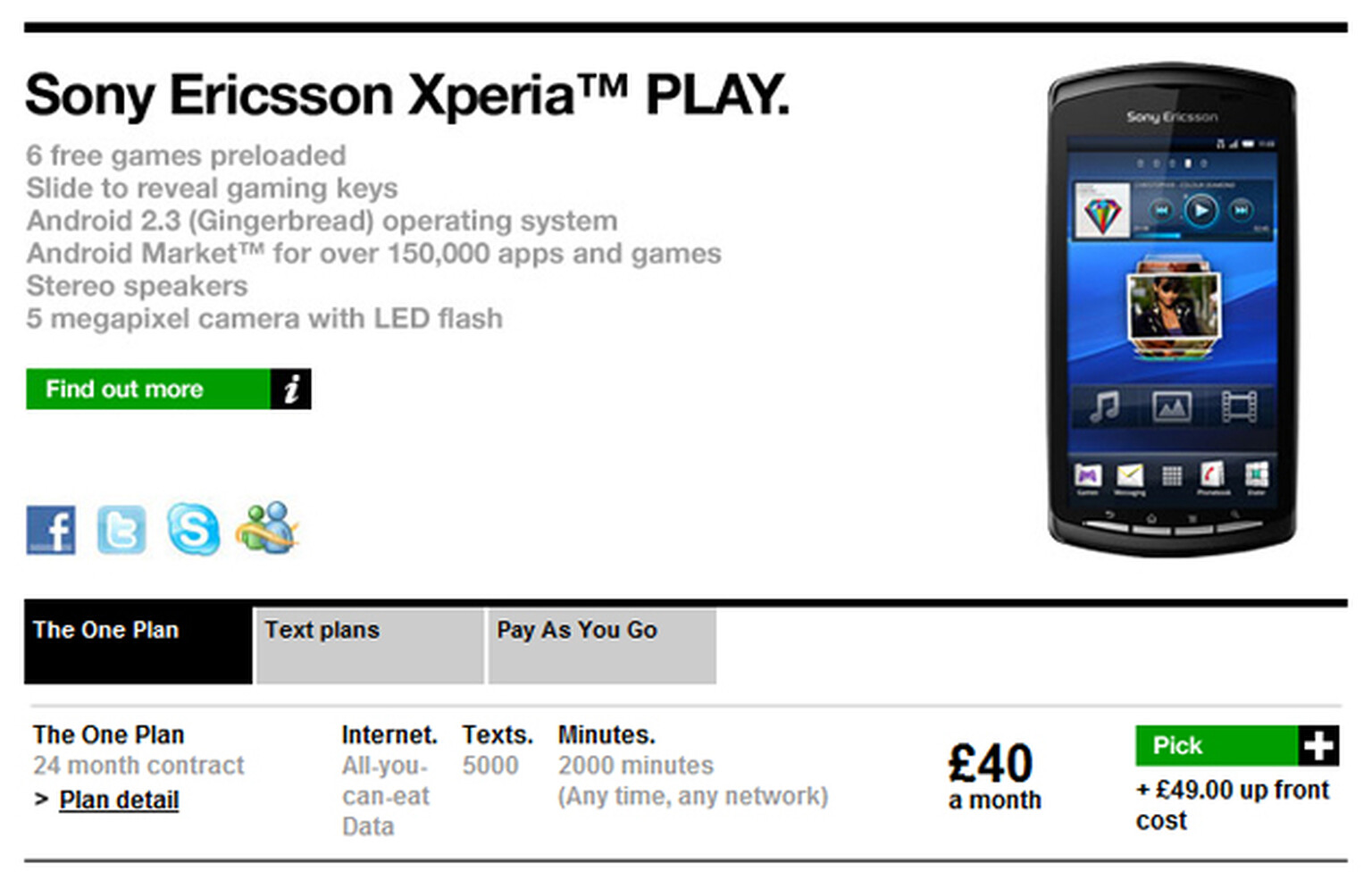 Three prices up Sony Ericsson Xperia Play: £99 on £35 a month, £499 on pay-as-you-go