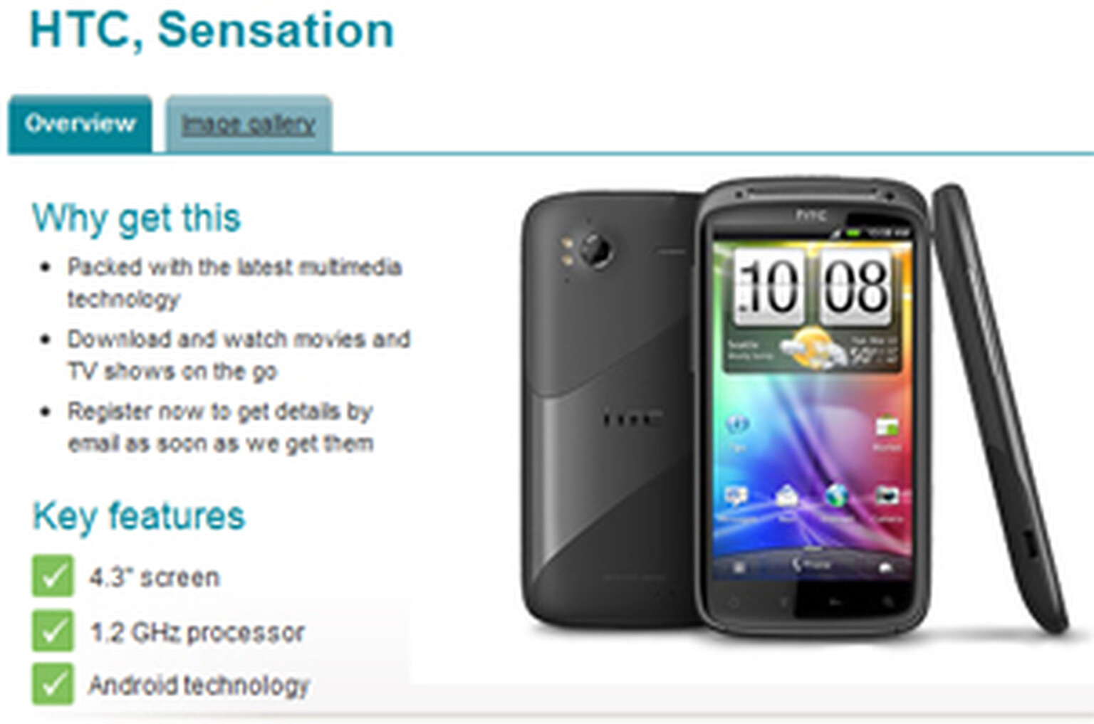 HTC Sensation appears on Vodafone Coming Soon page: 1.2GHz dual-core CPU, Android 2.3, 8-megapixel camera