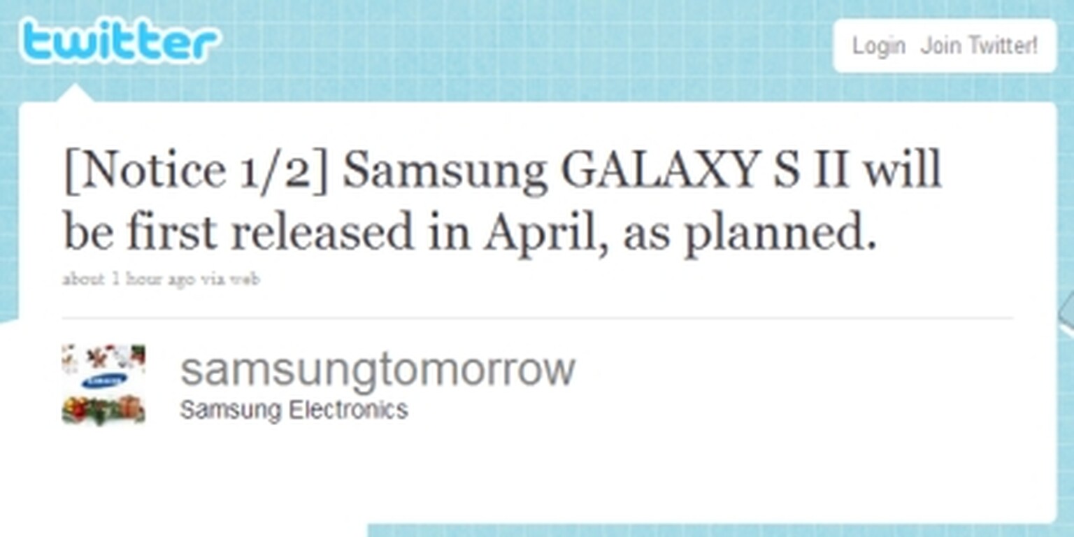 Confirmed: Samsung Galaxy S II will be released this month