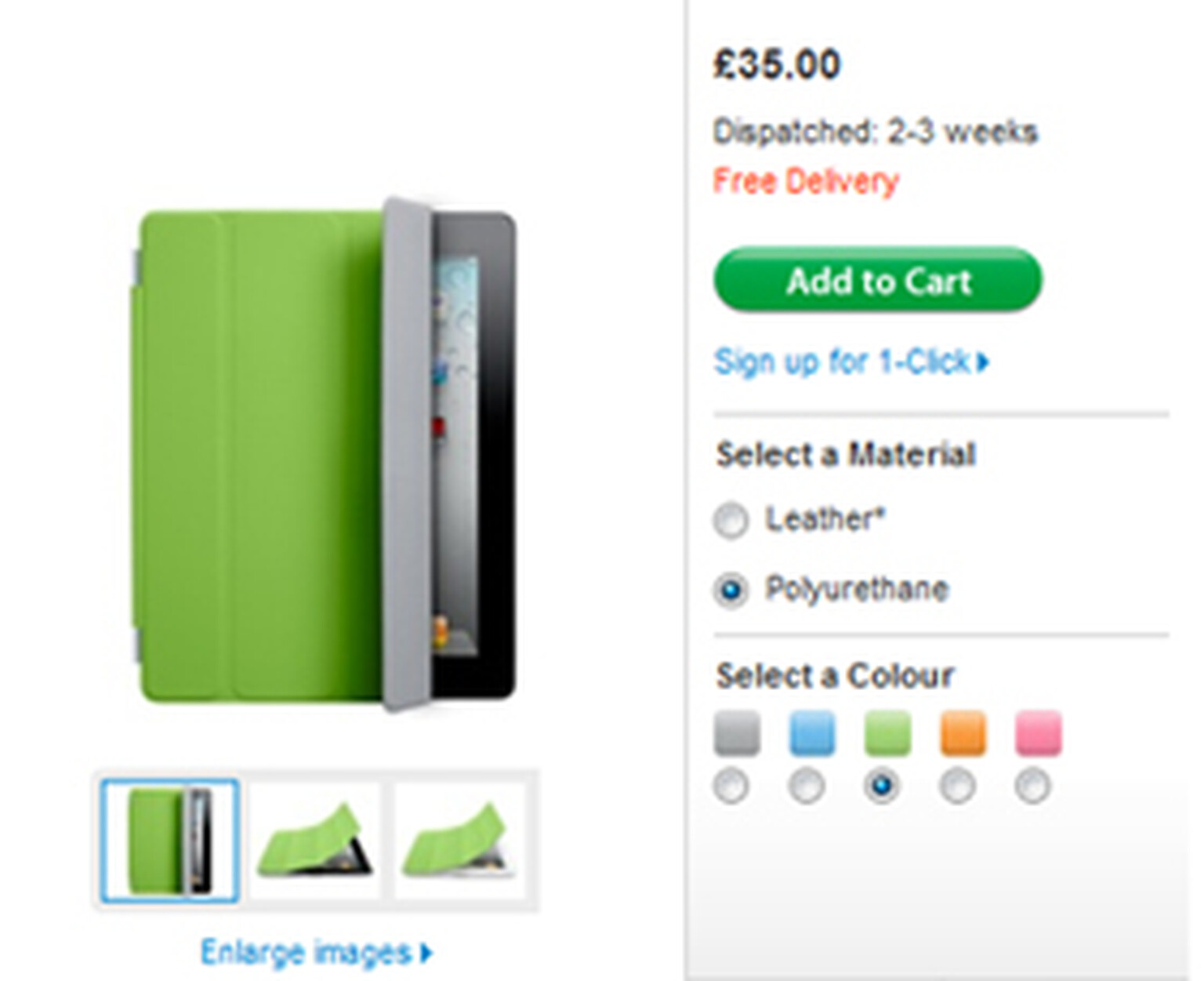 iPad 2 Smart Cover prices: £35 for polyurethane covers, £59 for leather