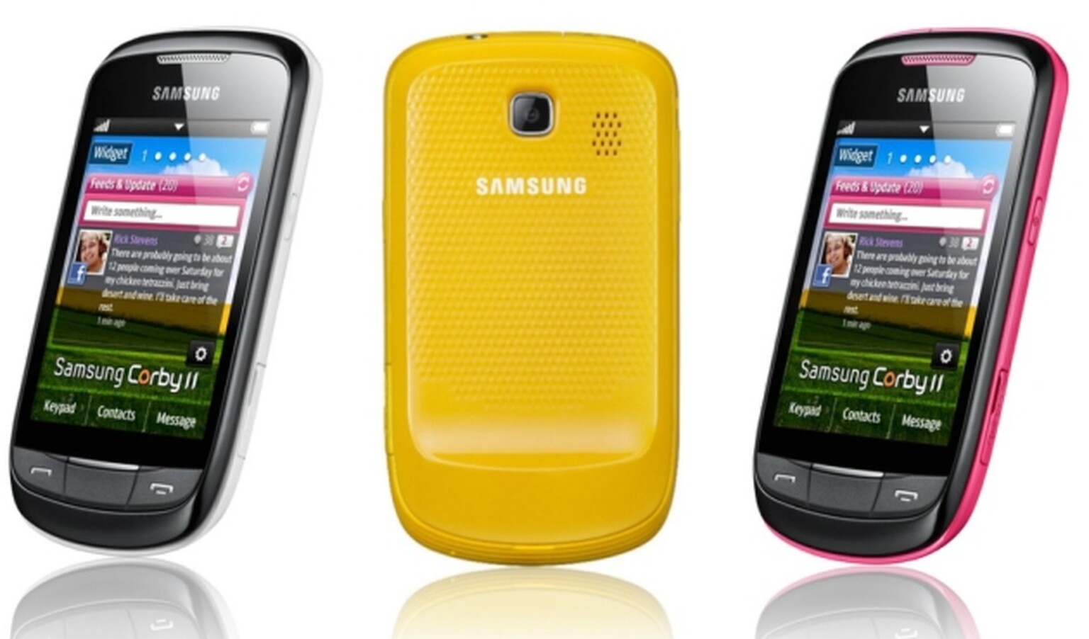 Samsung Corby II: Coming in yellow, pink and white. What, no black?