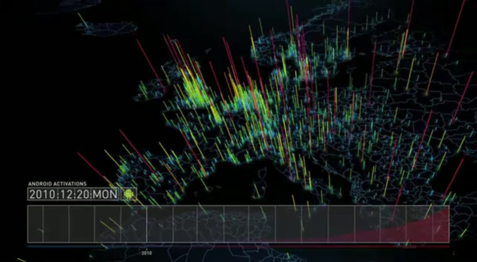 Android device activations from October 2008 to January 2011 visualised