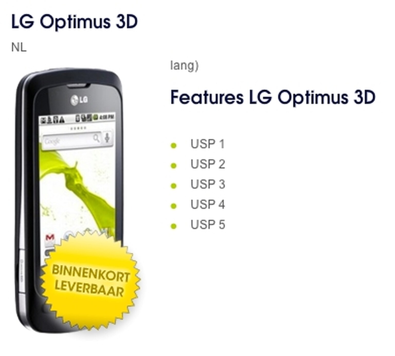 LG Optimus 3D slips out. LG promises:  ‘Into the new dimension'