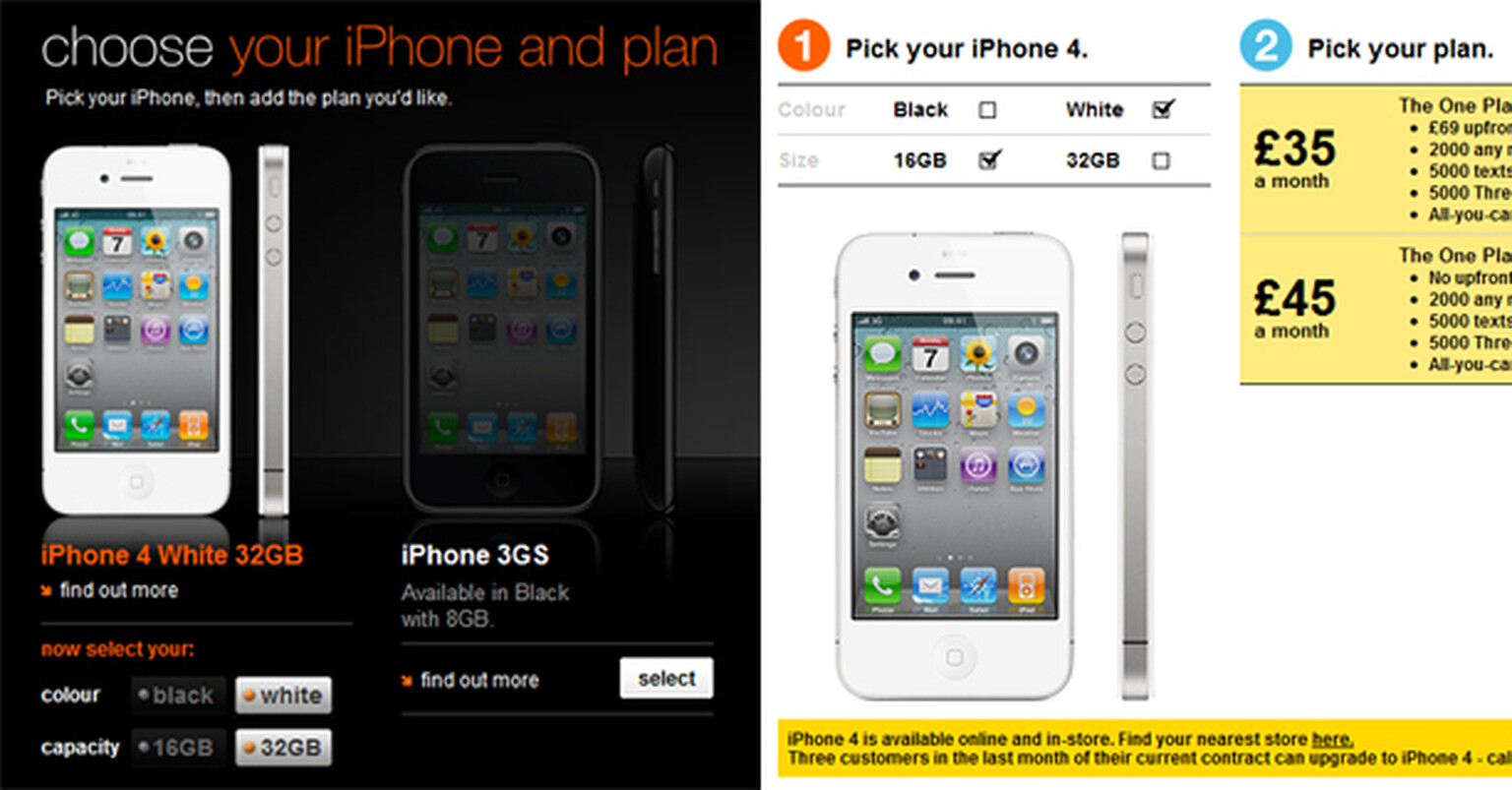 White iPhone 4s appear on Orange and Three's sites