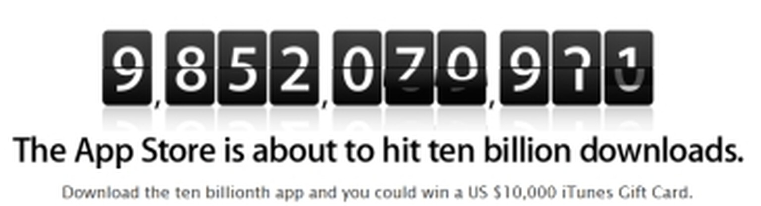 Apple counts down to 10 billion apps sold.