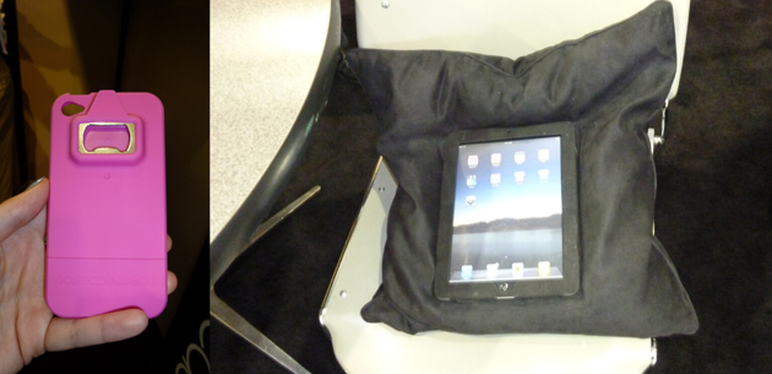 CES Photos: iPhone bottle opener case vs iPad cushion case