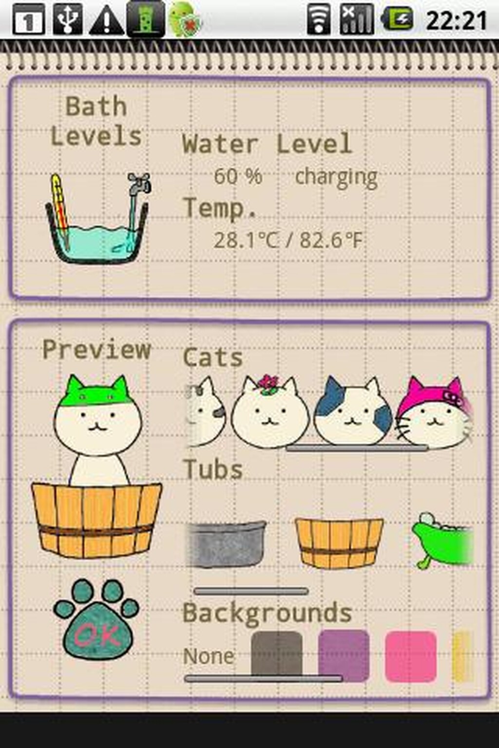BathingCat for Android replaces your battery meter with (surprise) a bathing cat