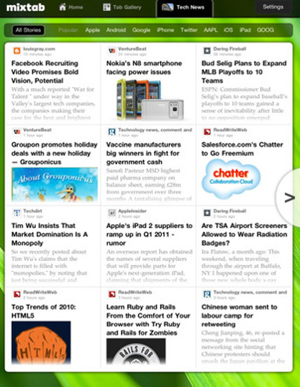 Mixtab is the latest whizzy iPad news aggregation app