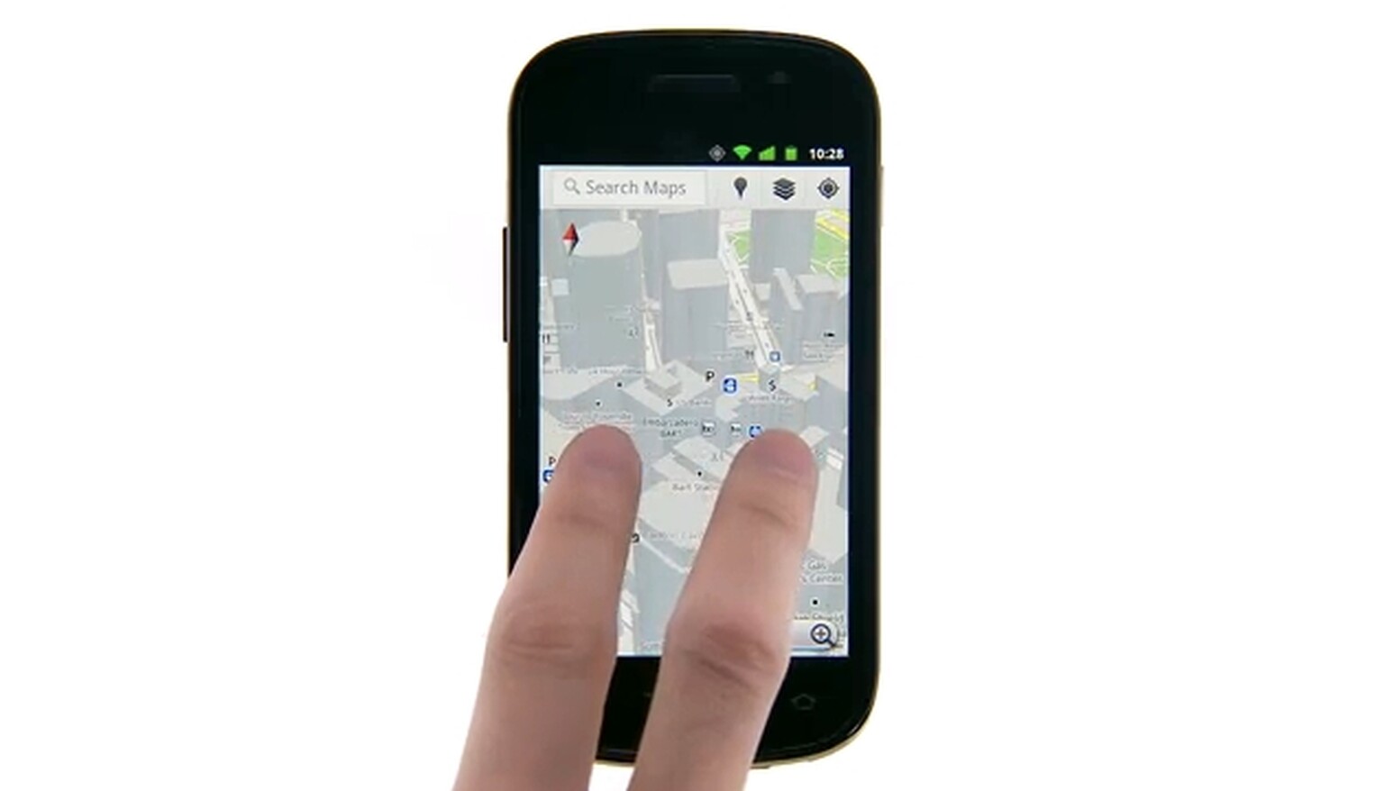 Google Maps 5.0 on a Nexus S video: 3D buildings in motion