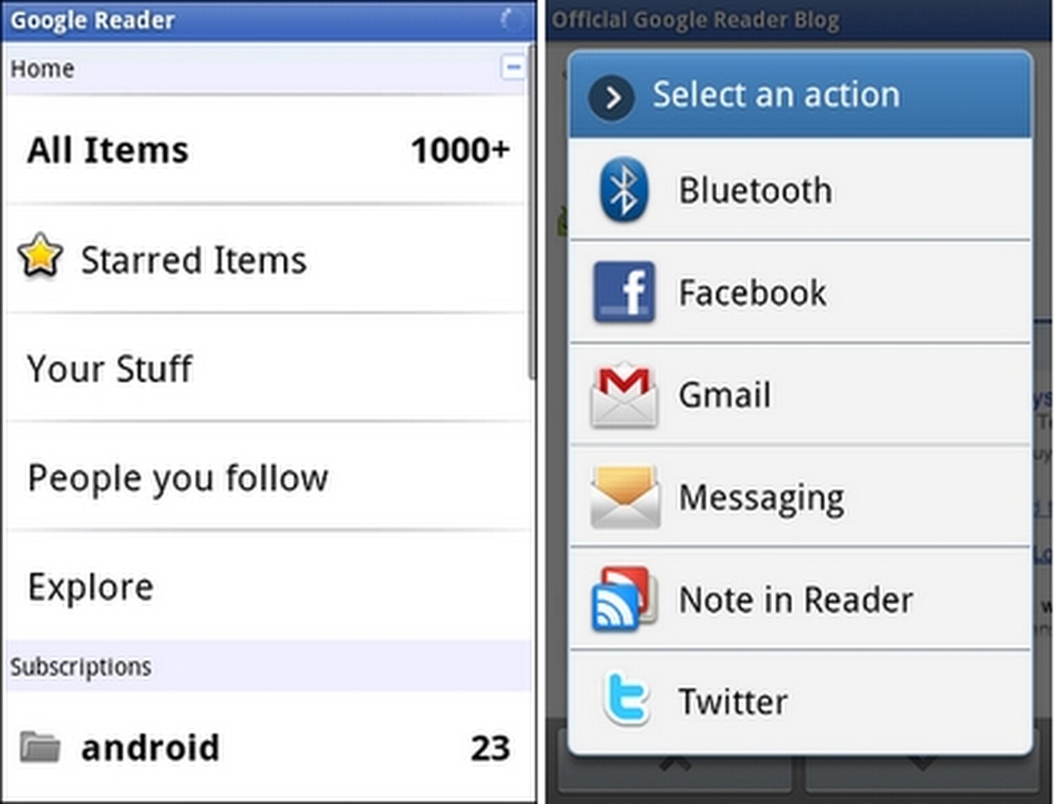Official Google Reader app for Android drops down in Market