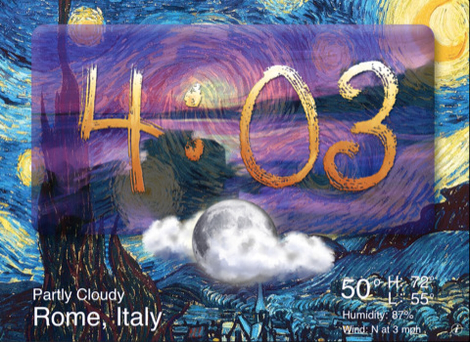 Watch iPad time pass with Art Clock Van Gogh app