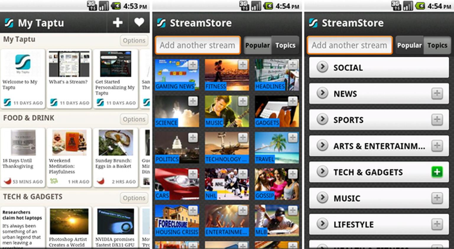 My Taptu for Android: All of your favourite blogs on your phone in one app