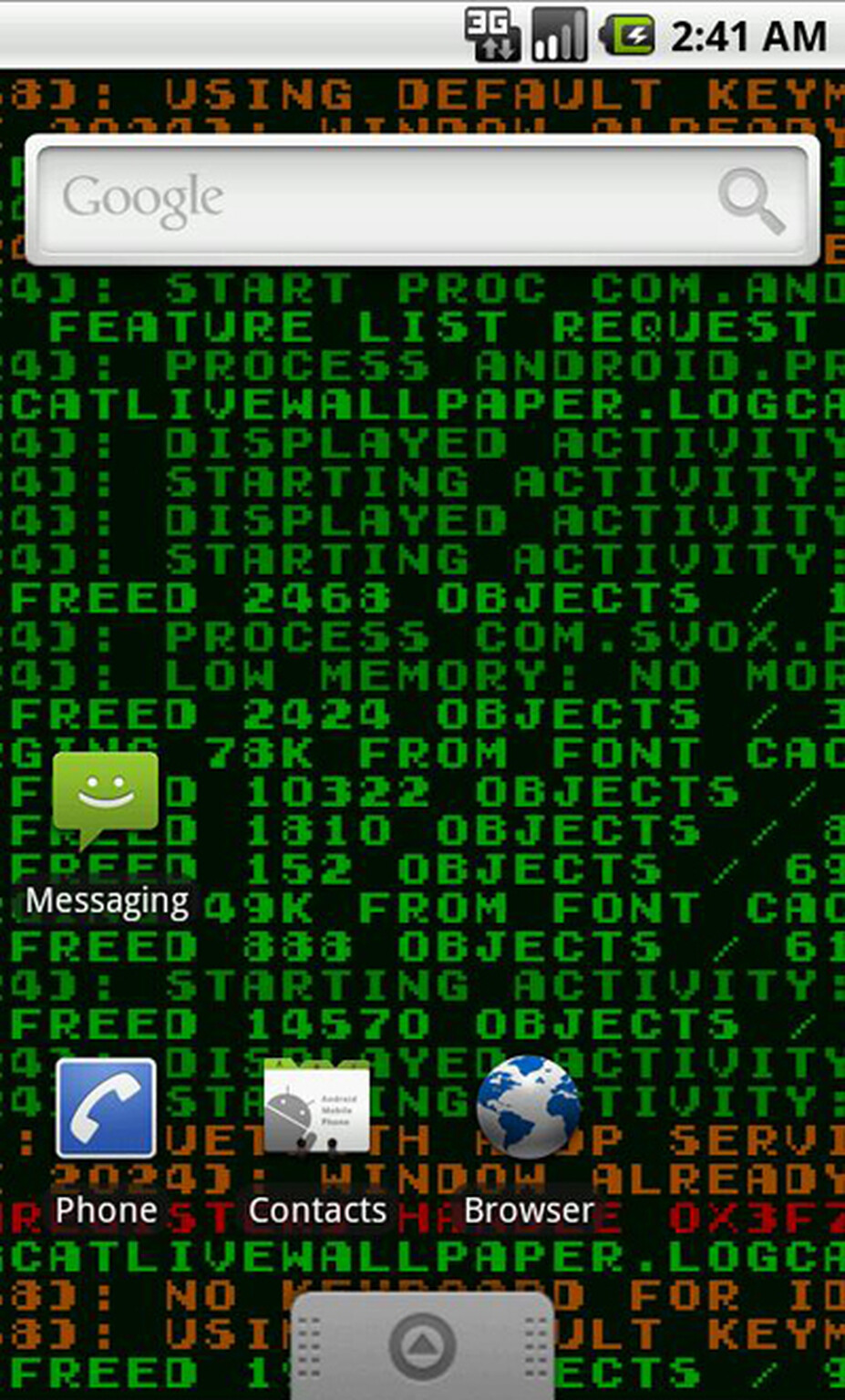 Logcat Live Wallpaper turns your Android phone’s activity log into a work of art