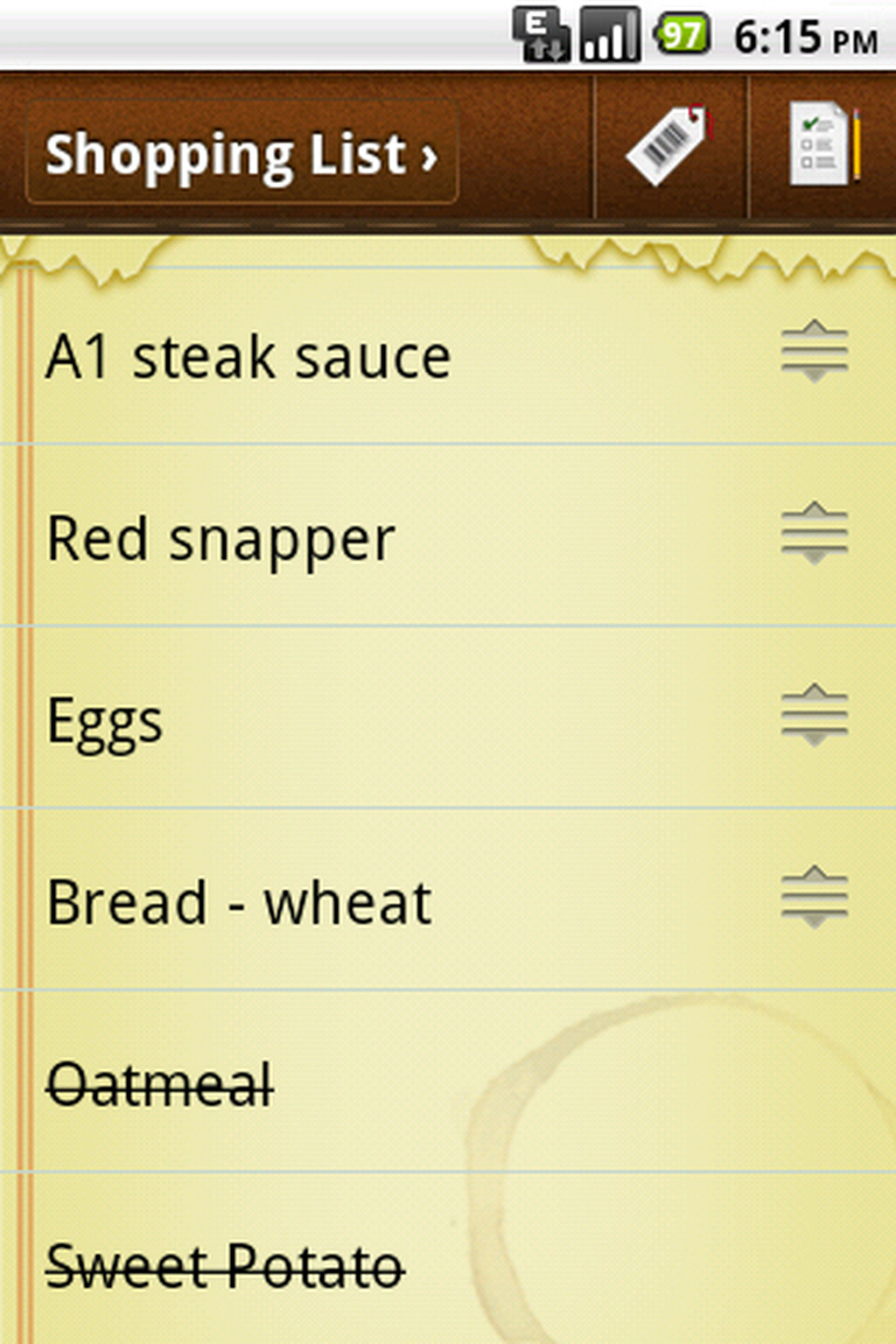 Out of Milk: interactive shopping list app for Android phones