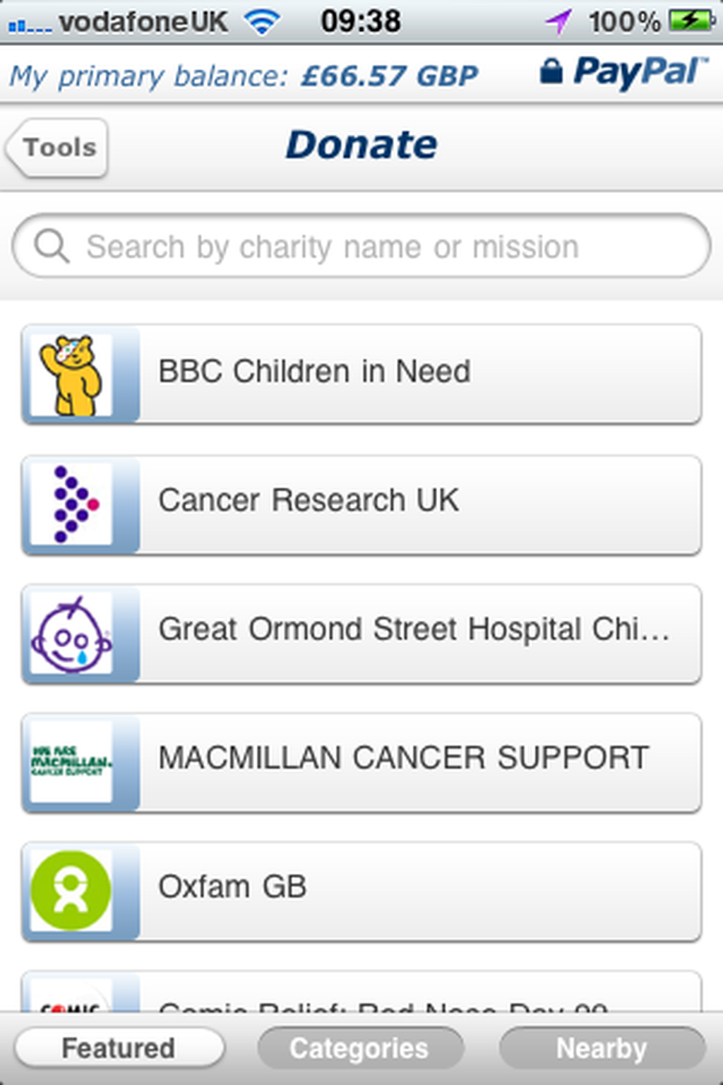 PayPal's iPhone app now lets you donate to charities