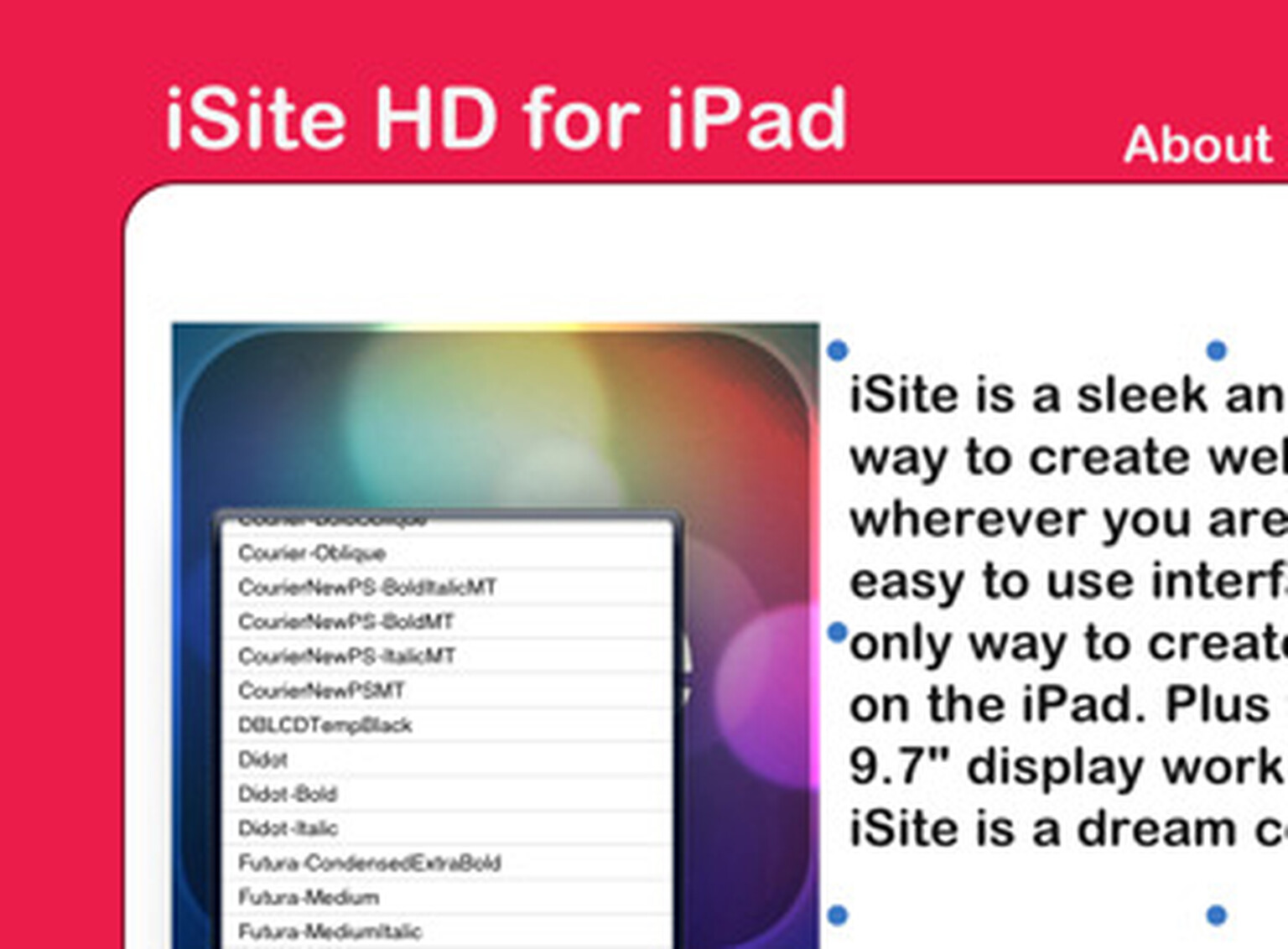 iSite web design application released for iPad