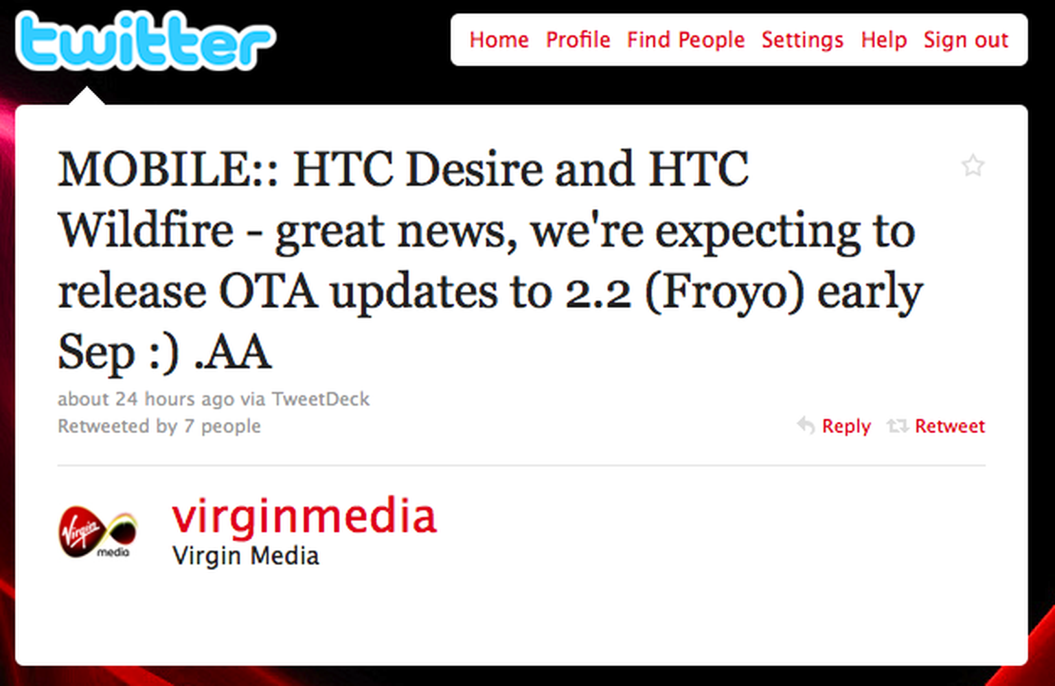 Virgin Media HTC Desire and Wildfire to get Android 2.2 in September