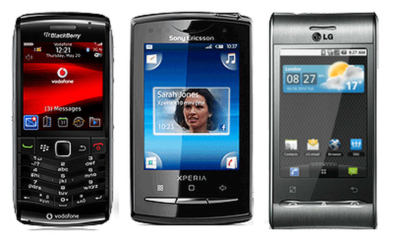 Sony Ericsson X10 Mini Pro, BlackBerry Pearl 3G and LG Optimus land at Vodafone